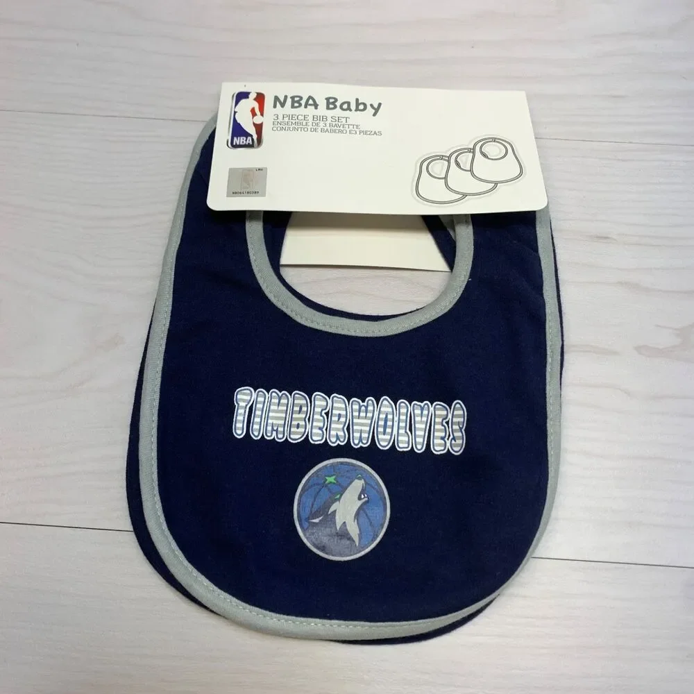 NBA Timberwolves Basketball‎ Unisex Baby Bib Infant Newborn 3 Piece Set One Size